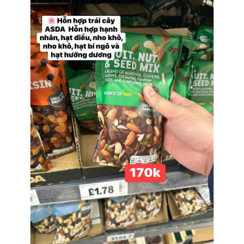 Hỗ hợp trái cây và hạt sấy Fruit Nut & Seed Mix ASDA