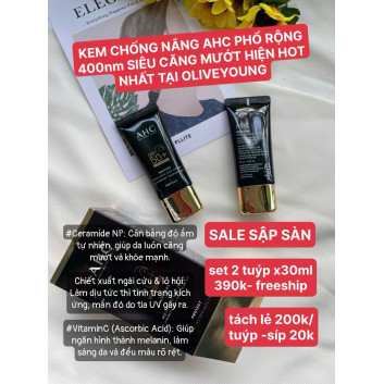 Kem chống nắng AHC Masters Aqua Rich Sun Cream SPF50+/PA++++ 2x30ml | Da mặt