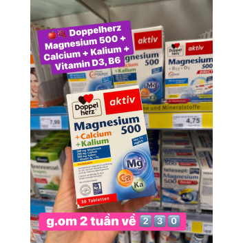 Doppelherz Magnesium 500 + Calcium + Kalium + Vitamin D3, B6 | Các loại khác