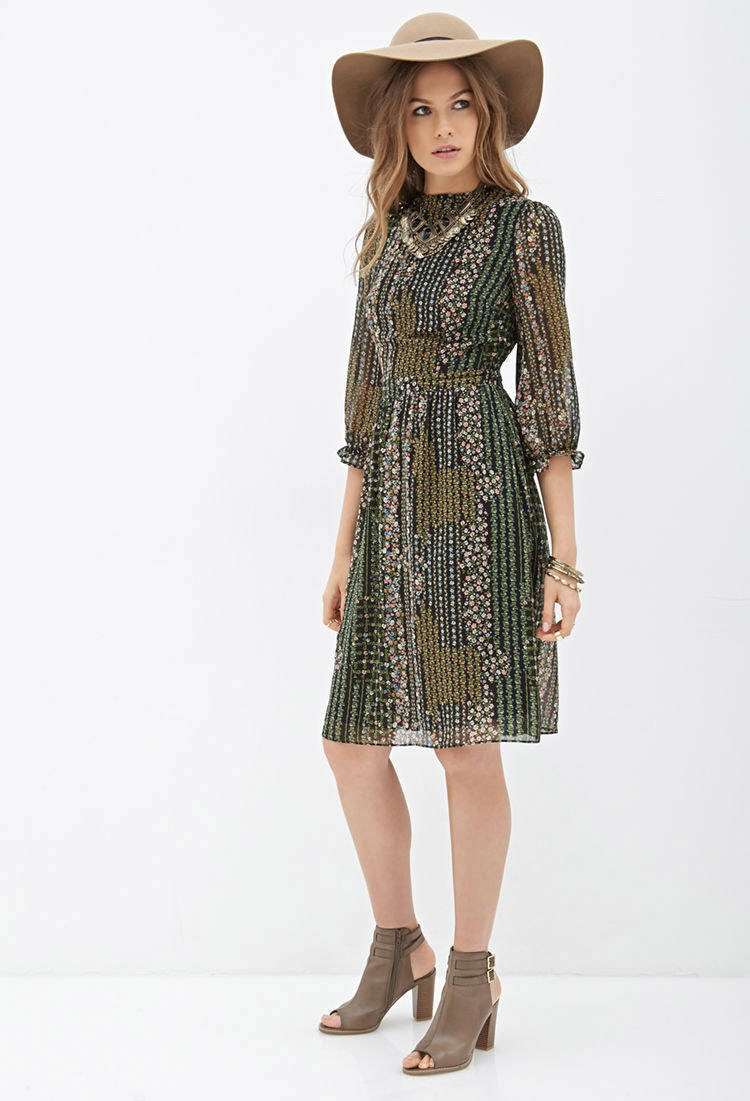 Đầm Floral Print Midi Dress