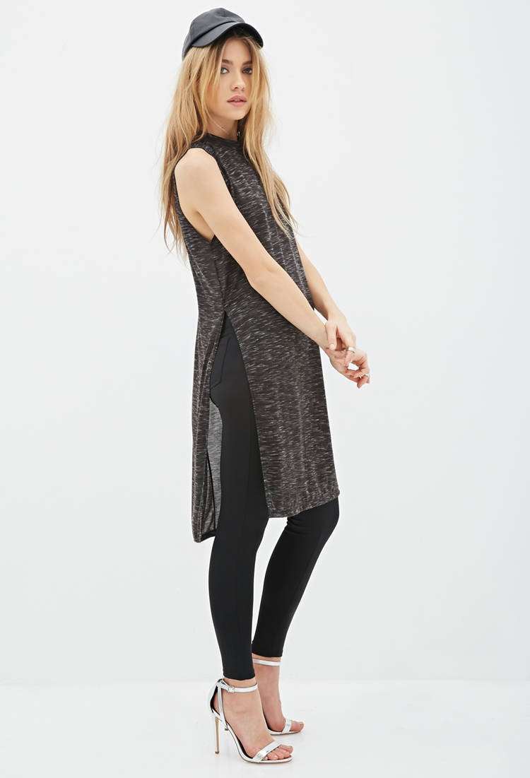 Đầm Slub Knit High-Slit Midi Dress
