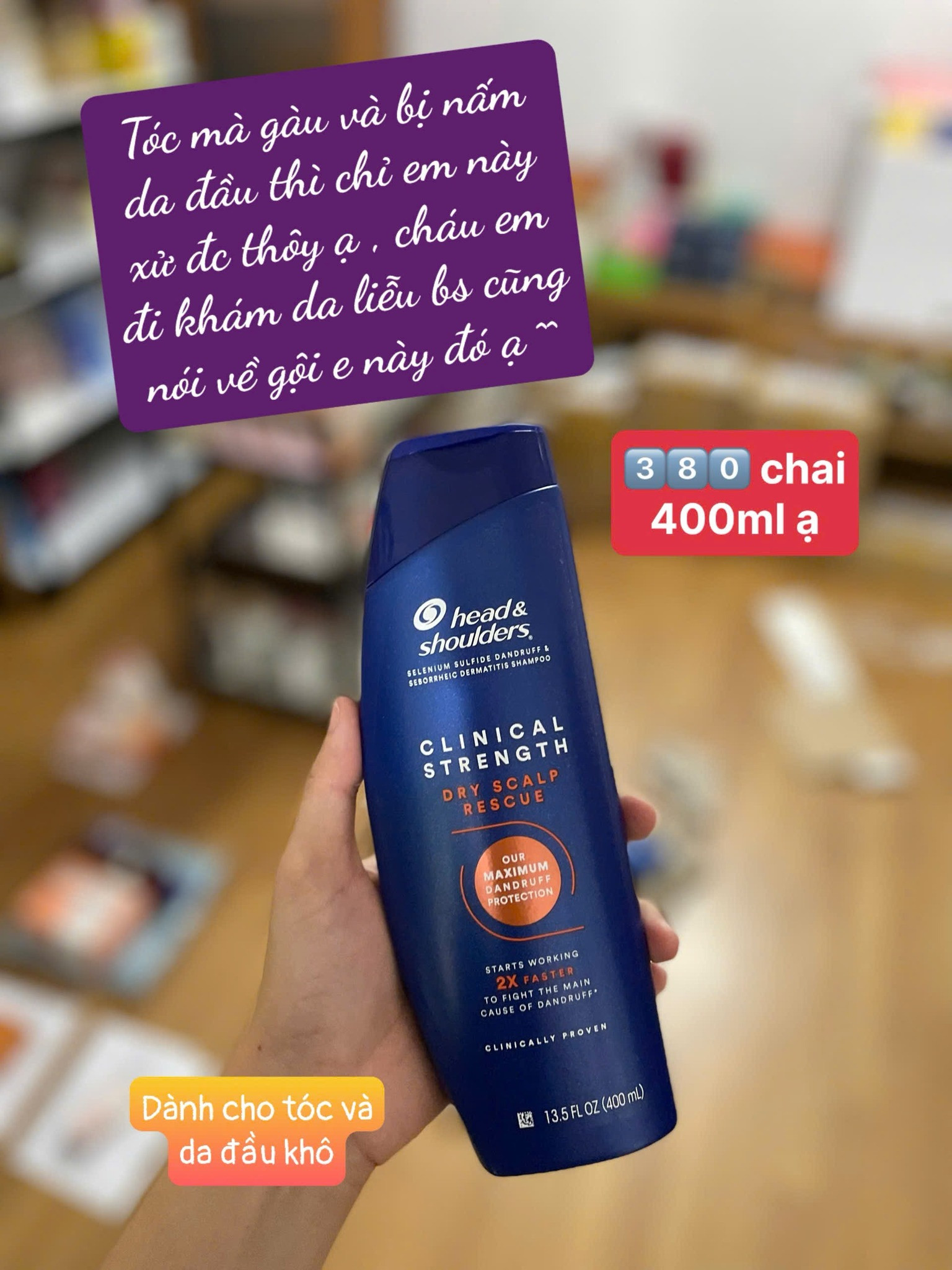 Dầu gội trị gàu 2 in 1 Head & Shoulders 400ml màu cam , tóc khô — ảnh chính