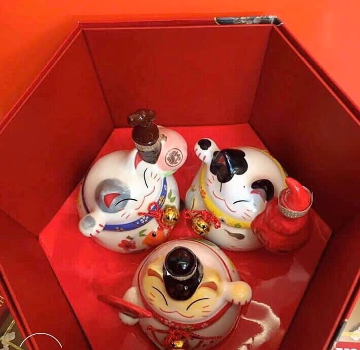 Bộ rượu tam mèo chiêu tài Cat Japanese  — ảnh 2