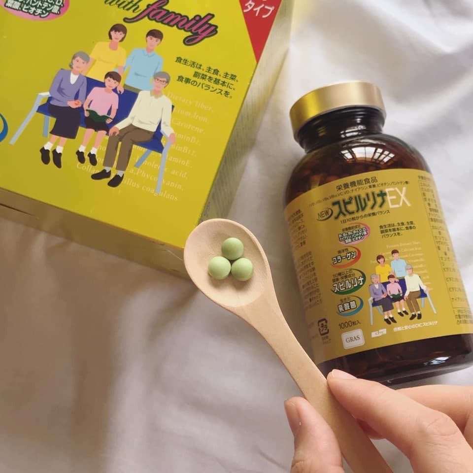Tảo vàng Spirulina EX Nhật Bản cao cấp lọ 1000 viên tách set không hộp  — ảnh chính