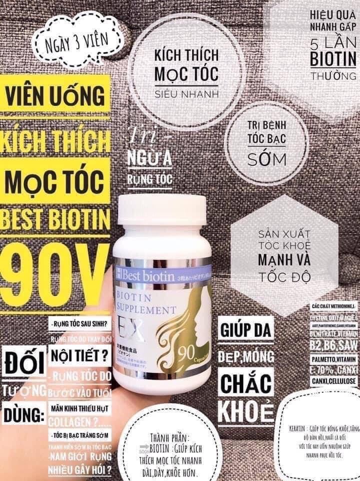Viên uống Best Biotin Superlement EX Nhật Bản lọ 90 viên