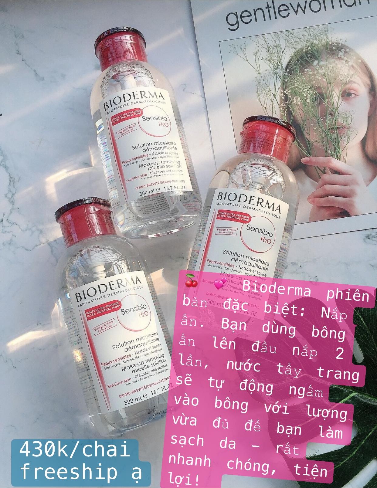 Tẩy trang Bioderma nắp nhấn chai 850ml