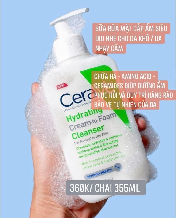 Sữa rửa mặt kiêm tẩy trang nhẹ Cera.Ve Cream to Foam Cleanser 355ml — ảnh chính