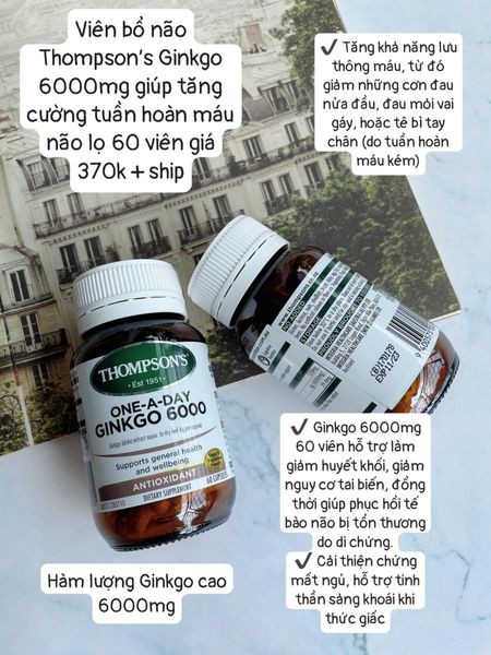 Viên bổ não Ginkgo Thompsons 6000 mg lọ 60 viên — ảnh chính