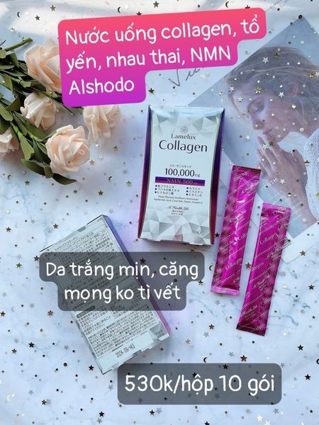 Nước uống collagen tổ yến nhau thai NMN Alshodo hộp 10 gói — ảnh chính