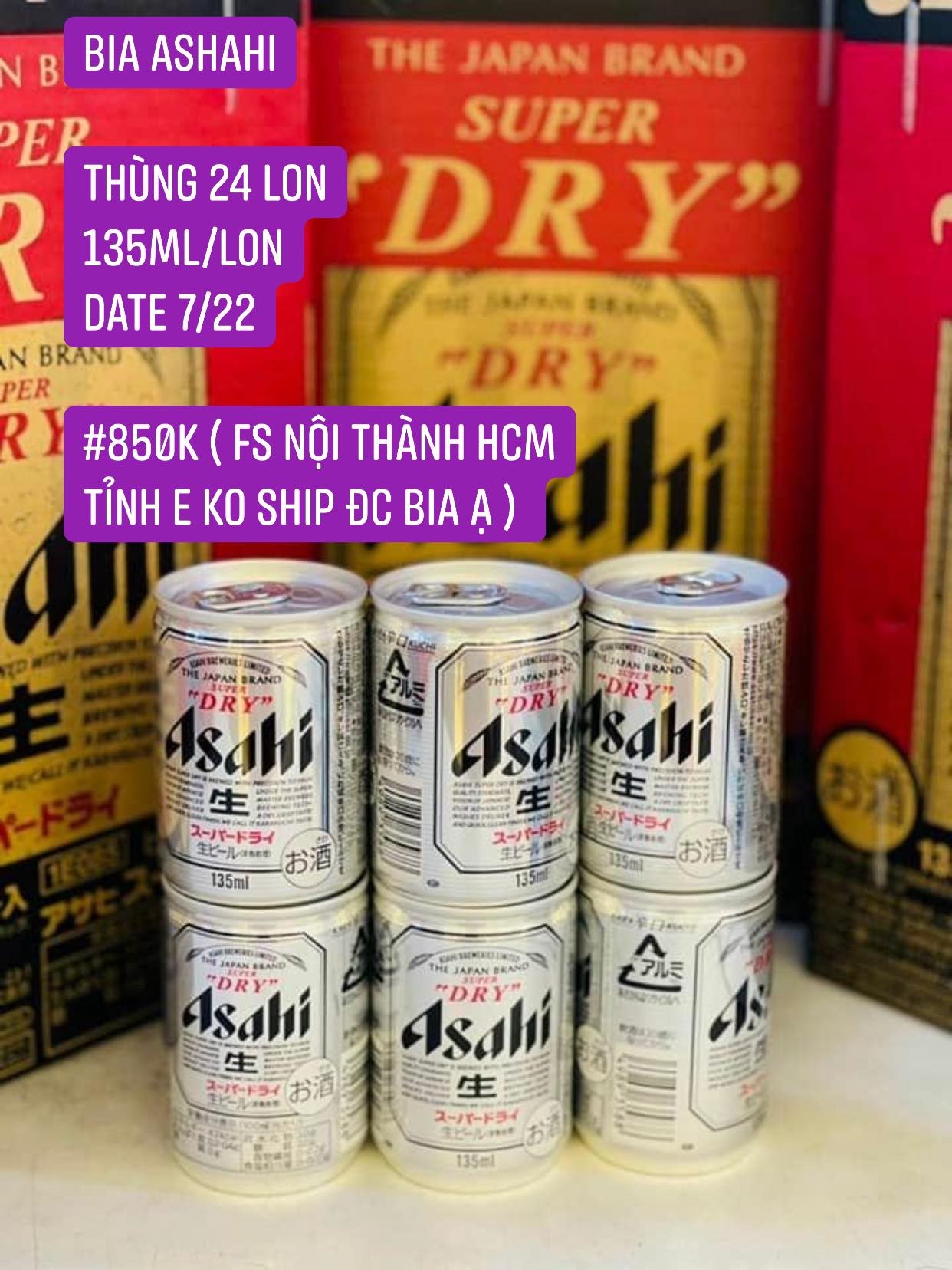 Bia Ashahi thùng 24 lon 135ml