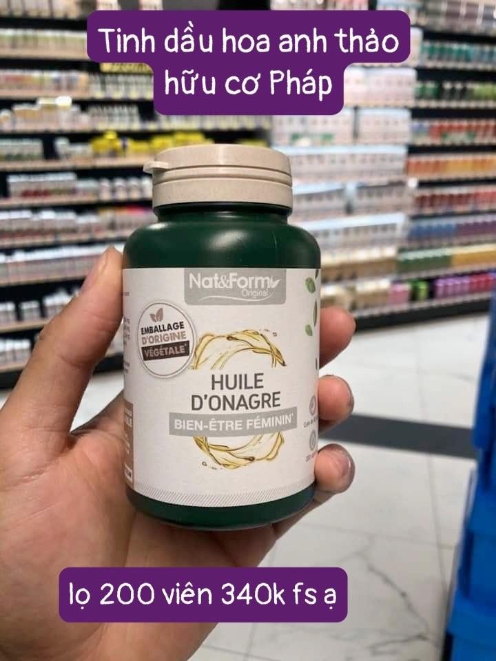 Viên dầu hoa anh thảo EVENING PRIMROSE OIL hãng Nat & Form Huile D'onagre hữu cơ Pháp  — ảnh chính