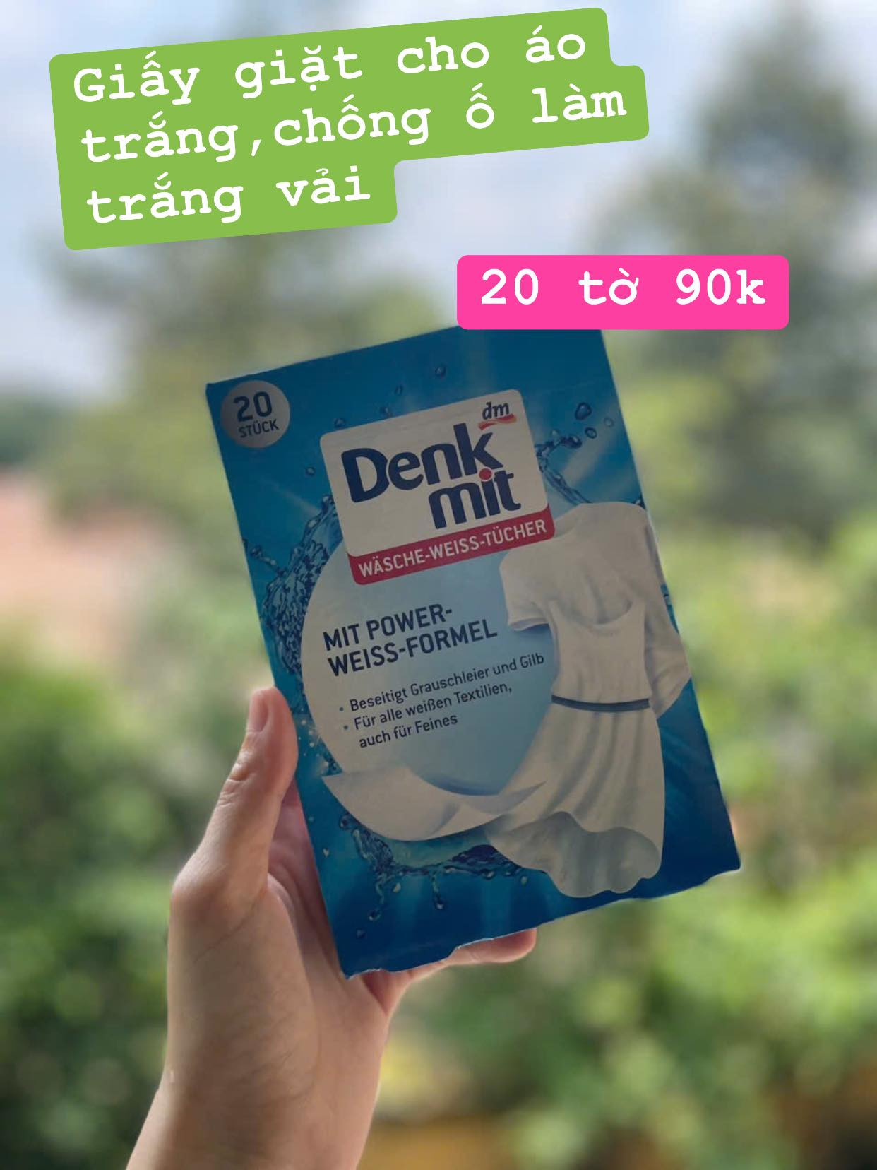 Giấy giặt áo trắng chống loang, ố màu 20 tờ