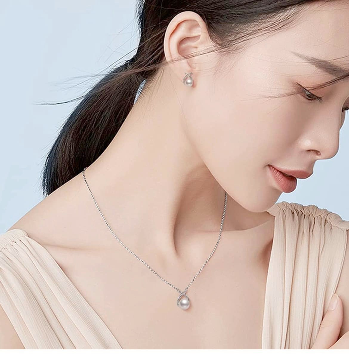 Hàng order-Set Ngọc trai + bông tai Free bird 