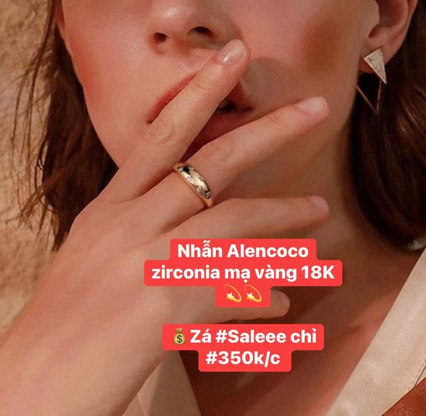 Nhẫn Alencoco zirconia mạ vàng 18K  — ảnh chính