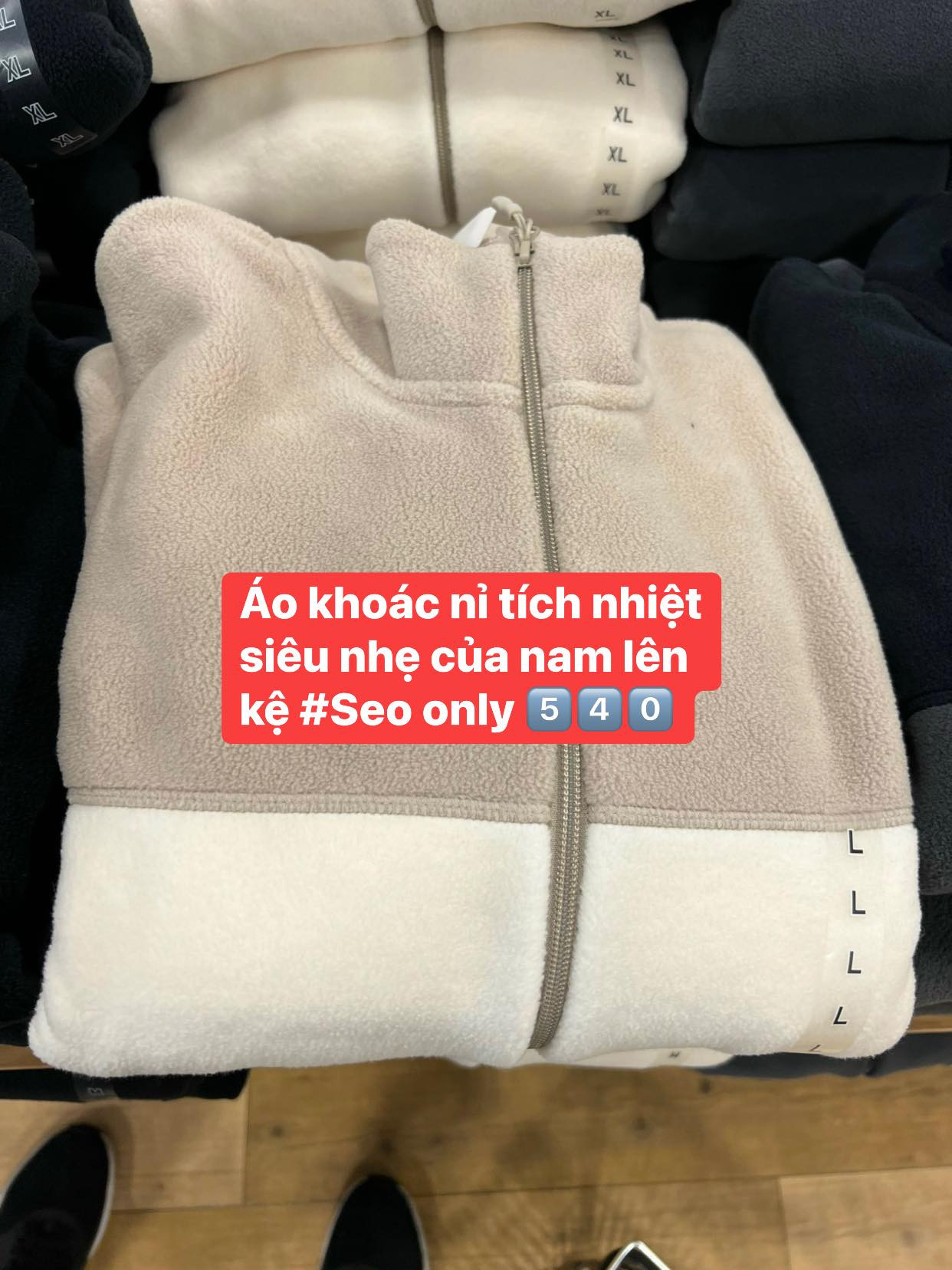 Áo khoác nam nỉ tích nhiệt siêu nhẹ Uni
