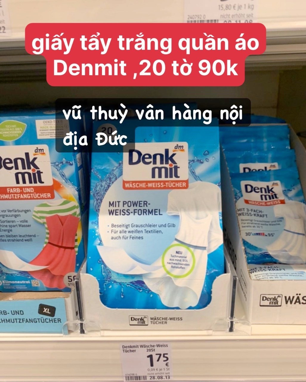 Giấy tẩy trắng quần áo Denmit 20 tờ