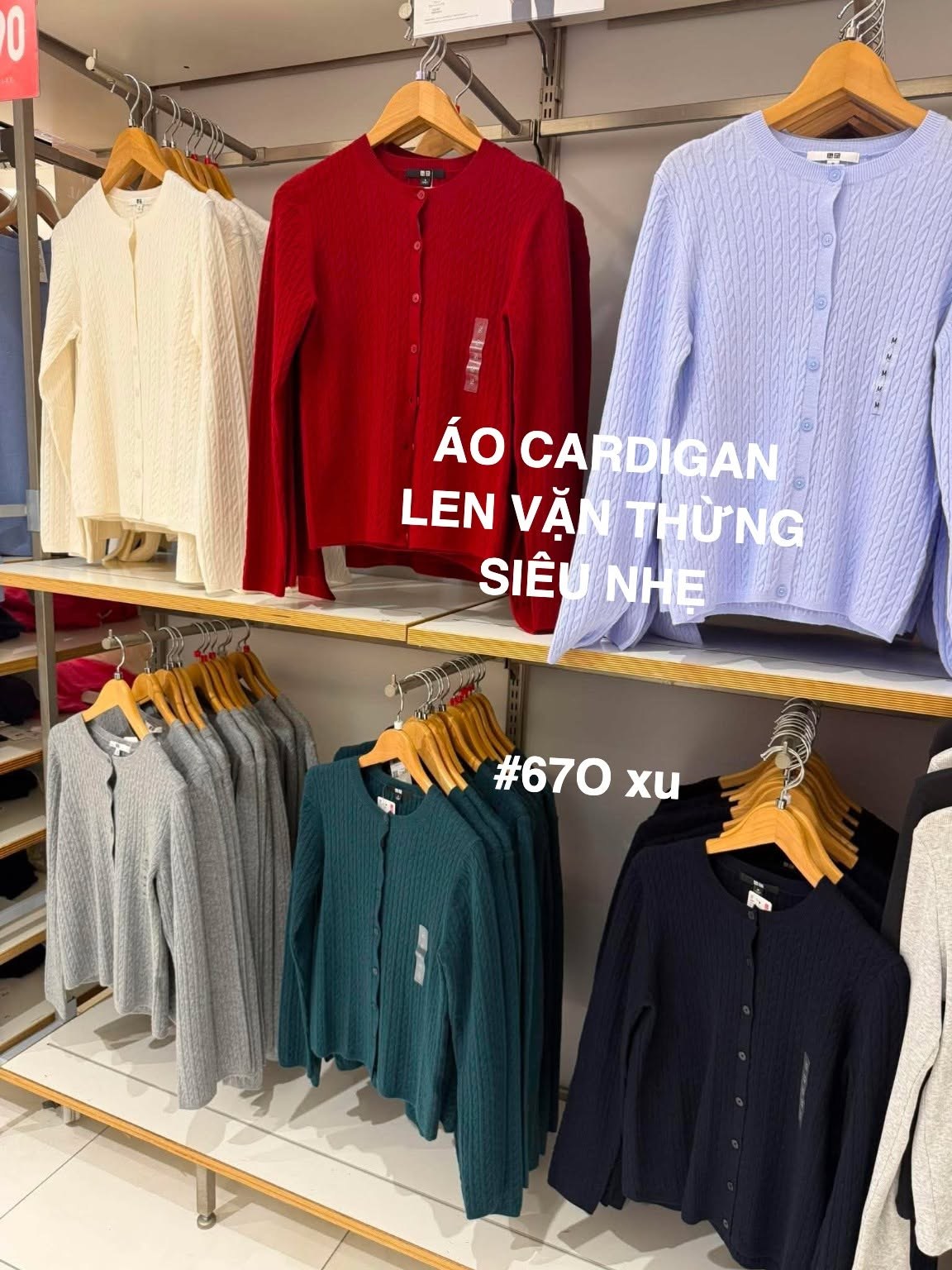 Hàng order Nhật-Áo cardigan len vặn thừng Uni