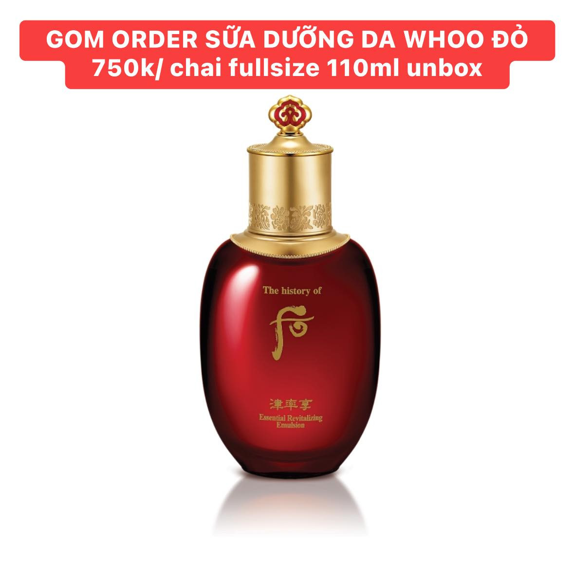Sữa Dưỡng Da Mặt Whoo đỏ Essential Revitalizing Emulsion 110ml — ảnh chính
