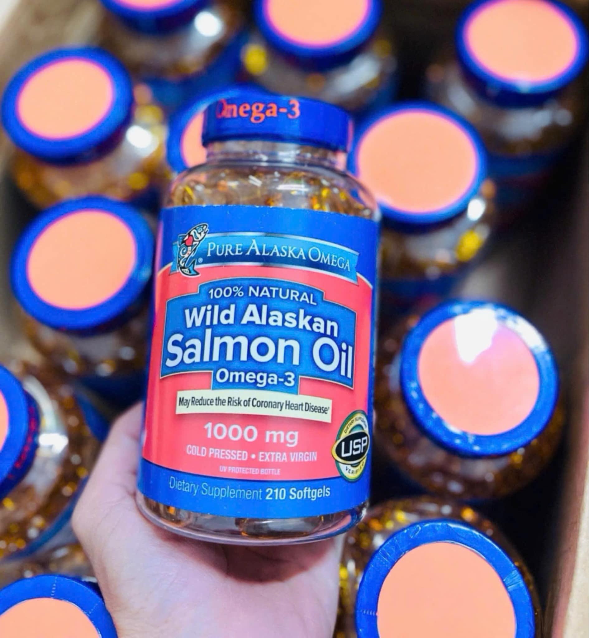 Viên dầu cá hồi Pure Alaska Omega-3 Wild Salmon Oil 1000mg của Mỹ