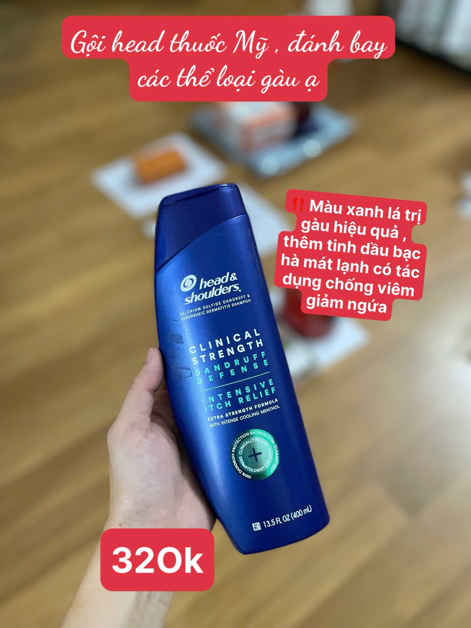 Dầu gội trị gàu 2 in 1 Head & Shoulders 400ml màu xanh cho da đầu ngứa — ảnh chính