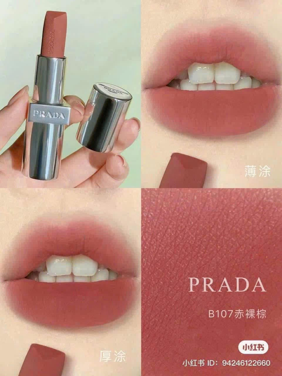 Prada B107 màu hồng đất ánh đỏ — ảnh chính