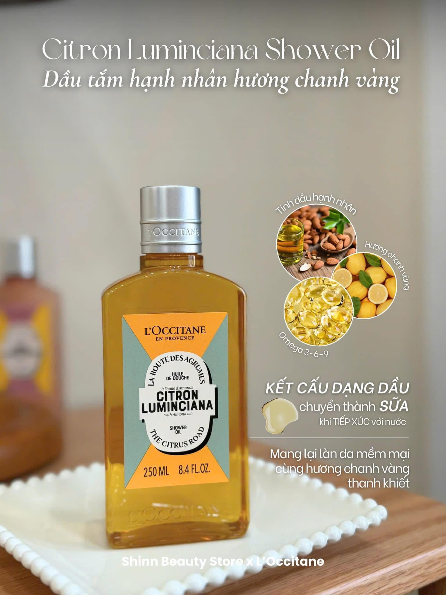 Dầu Tắm Hạnh Nhân Hương Chanh Vàng L'Occitane Citron Luminciana Shower Oil  — ảnh chính