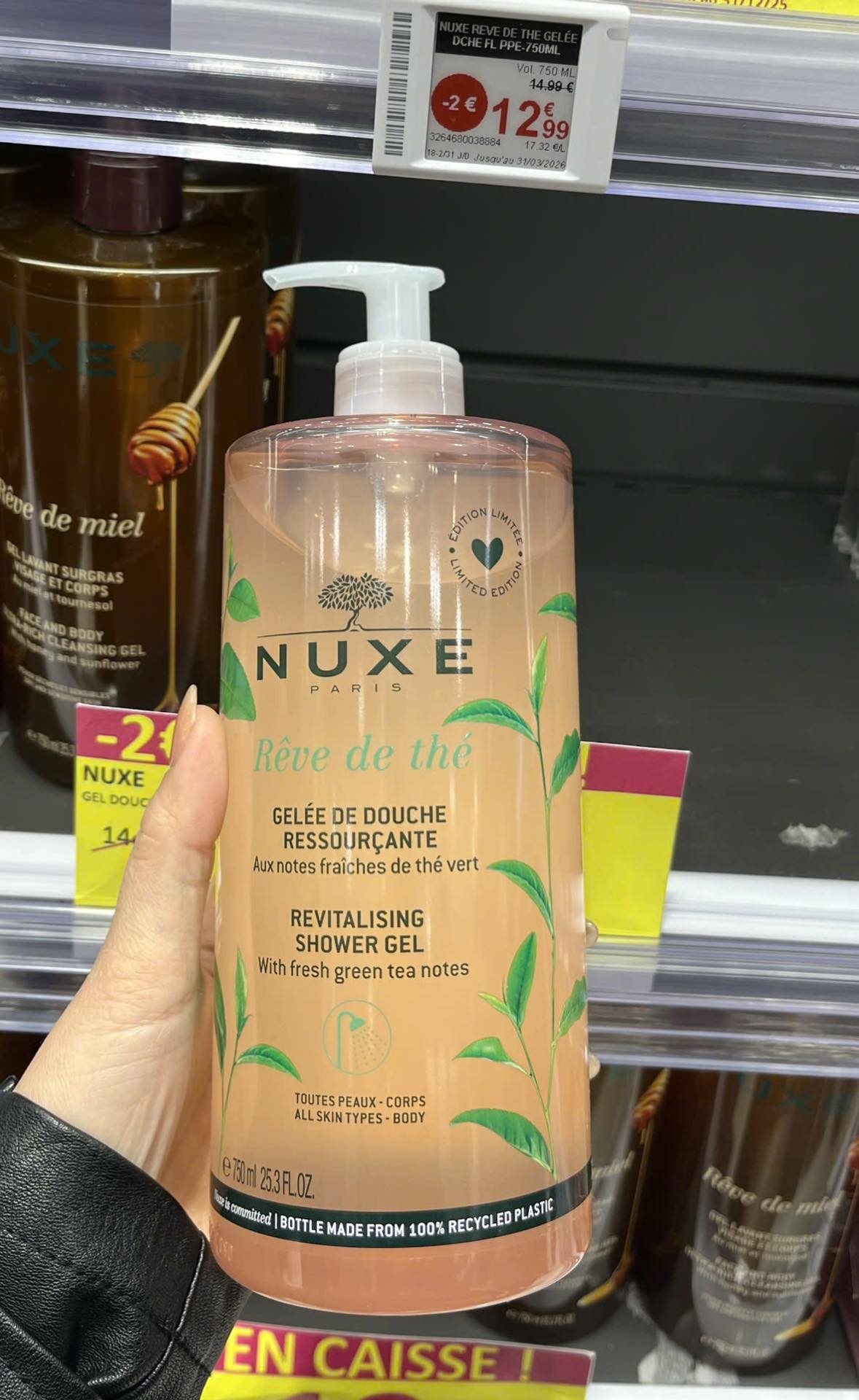 Gel tắm hương trà xanh Nuxe Rêve de Thé Revitalising Shower Gel 750ml