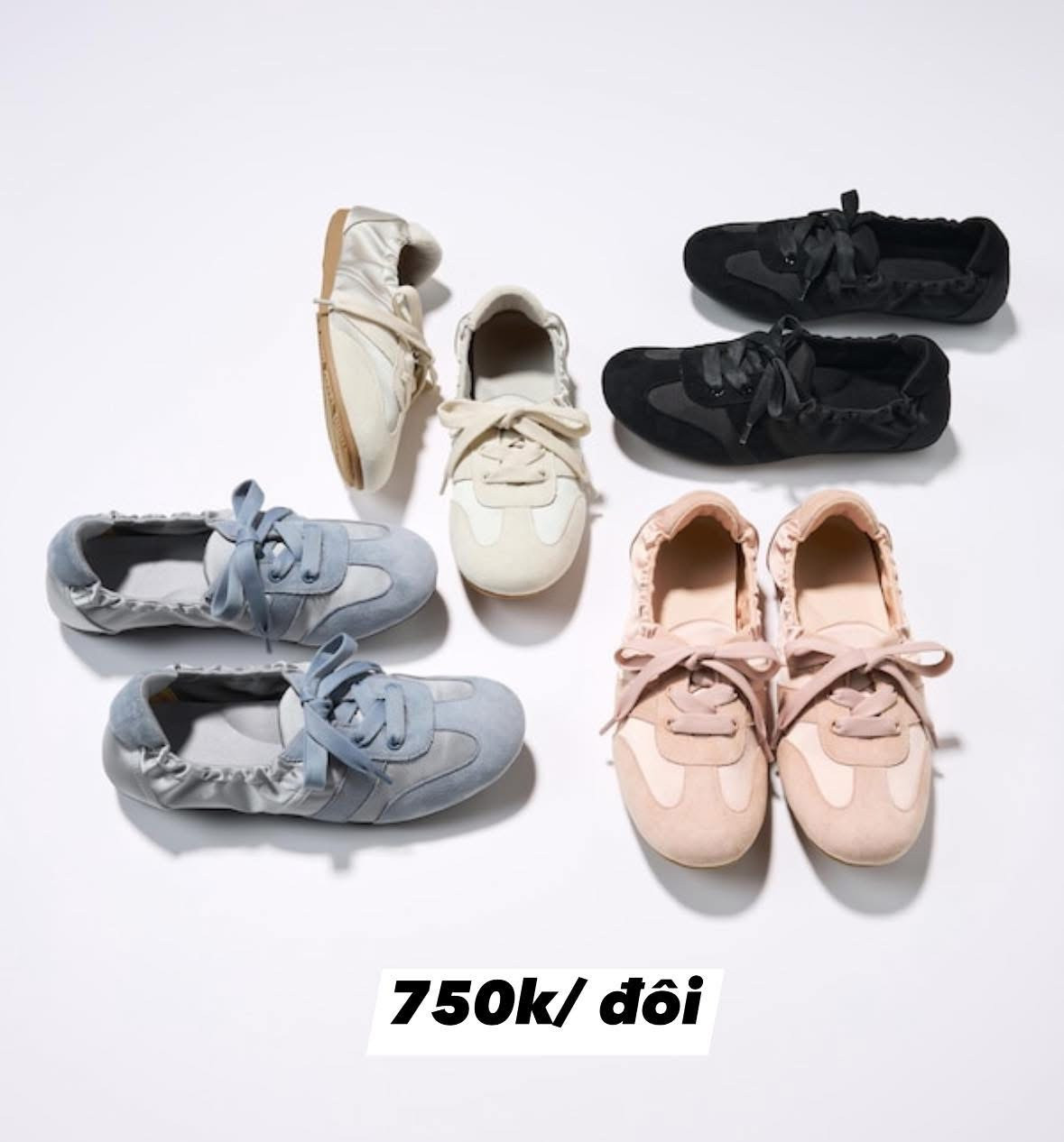 Giày Gu gathered ballet sneakers
