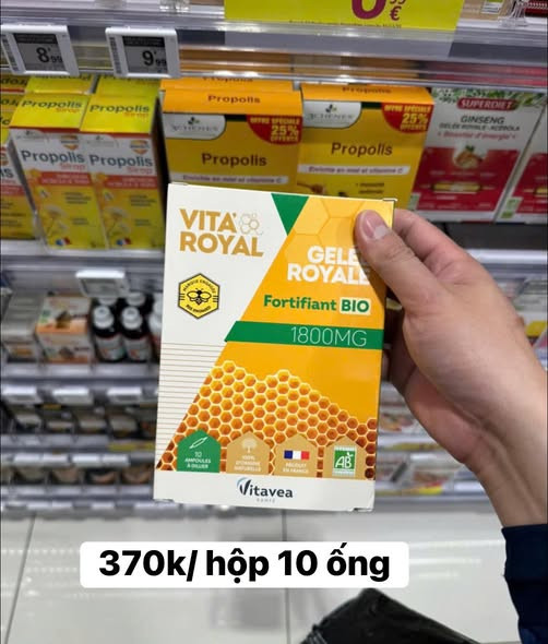 Sữa ong chúa hữu cơ hàm lượng cao Vitavea Gelée royale Fortifiant BIO 1800 mg 10 ống
