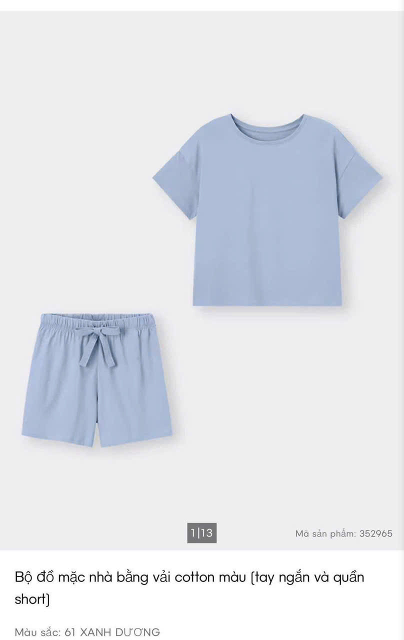 Bộ đồ ngủ cotton GU