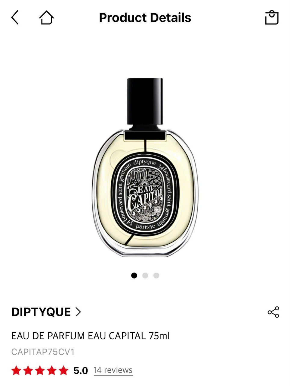 Nước hoa Diptyque Eau Capitale EDP 75ml