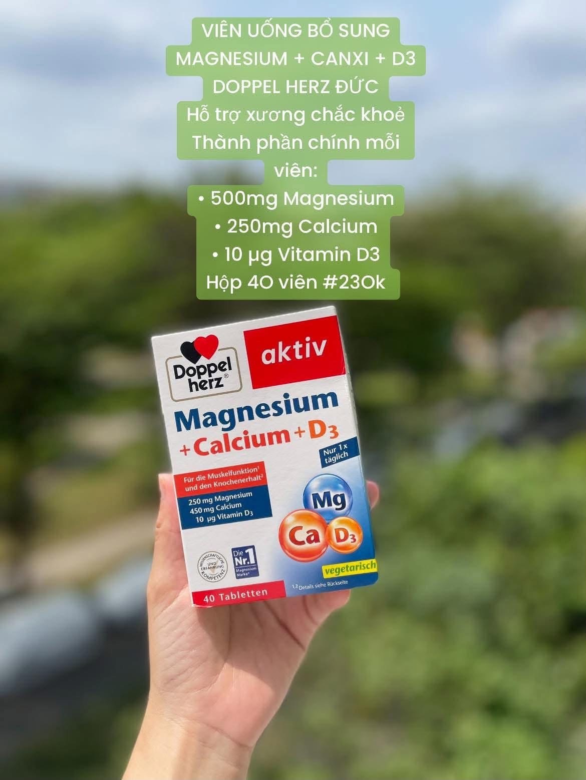 Viên uống Doppel herz® aktiv Magnesium + Calcium + D₃ 40 viên — ảnh chính