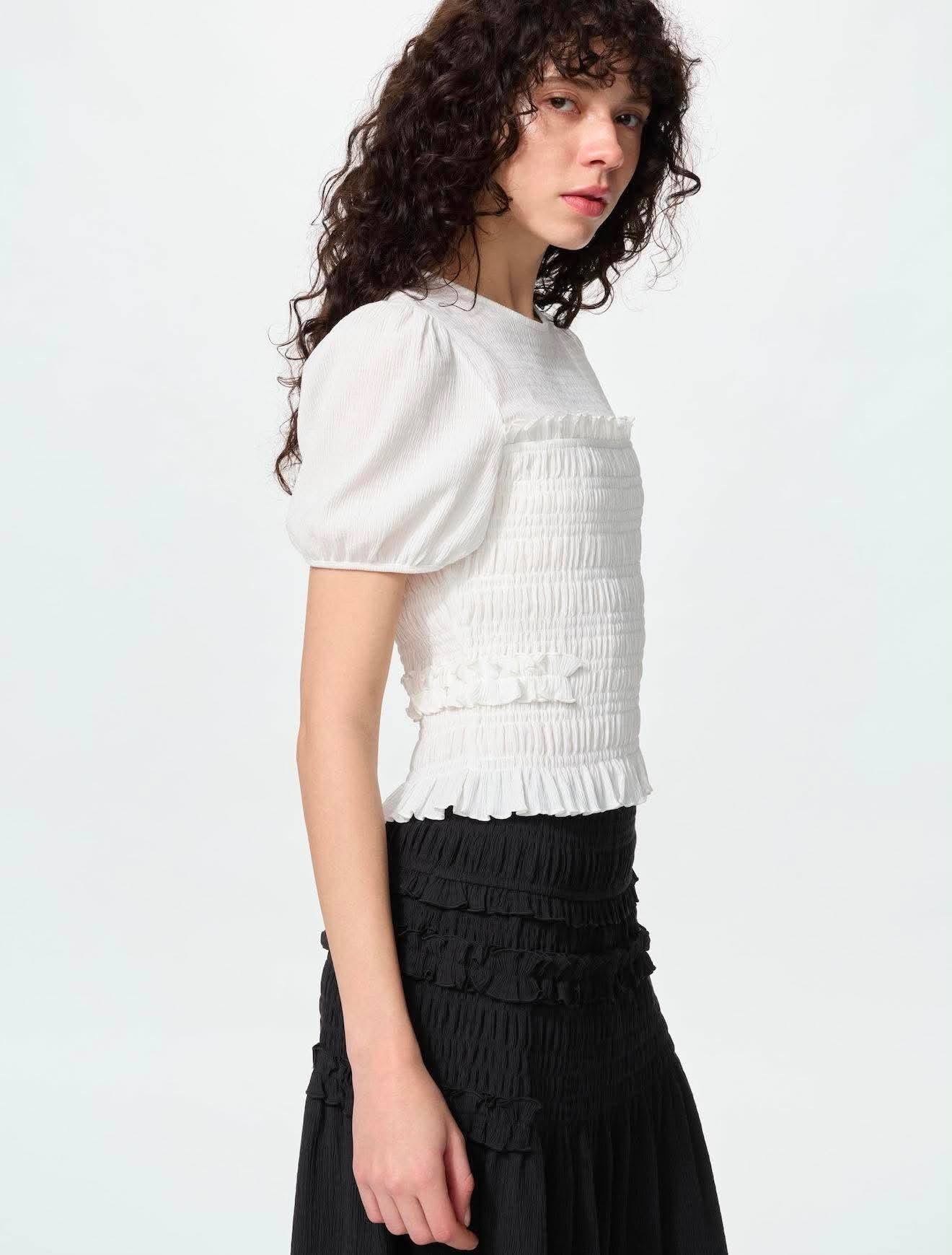 Áo nhún bèo tay bồng Uniqlo — ảnh chính
